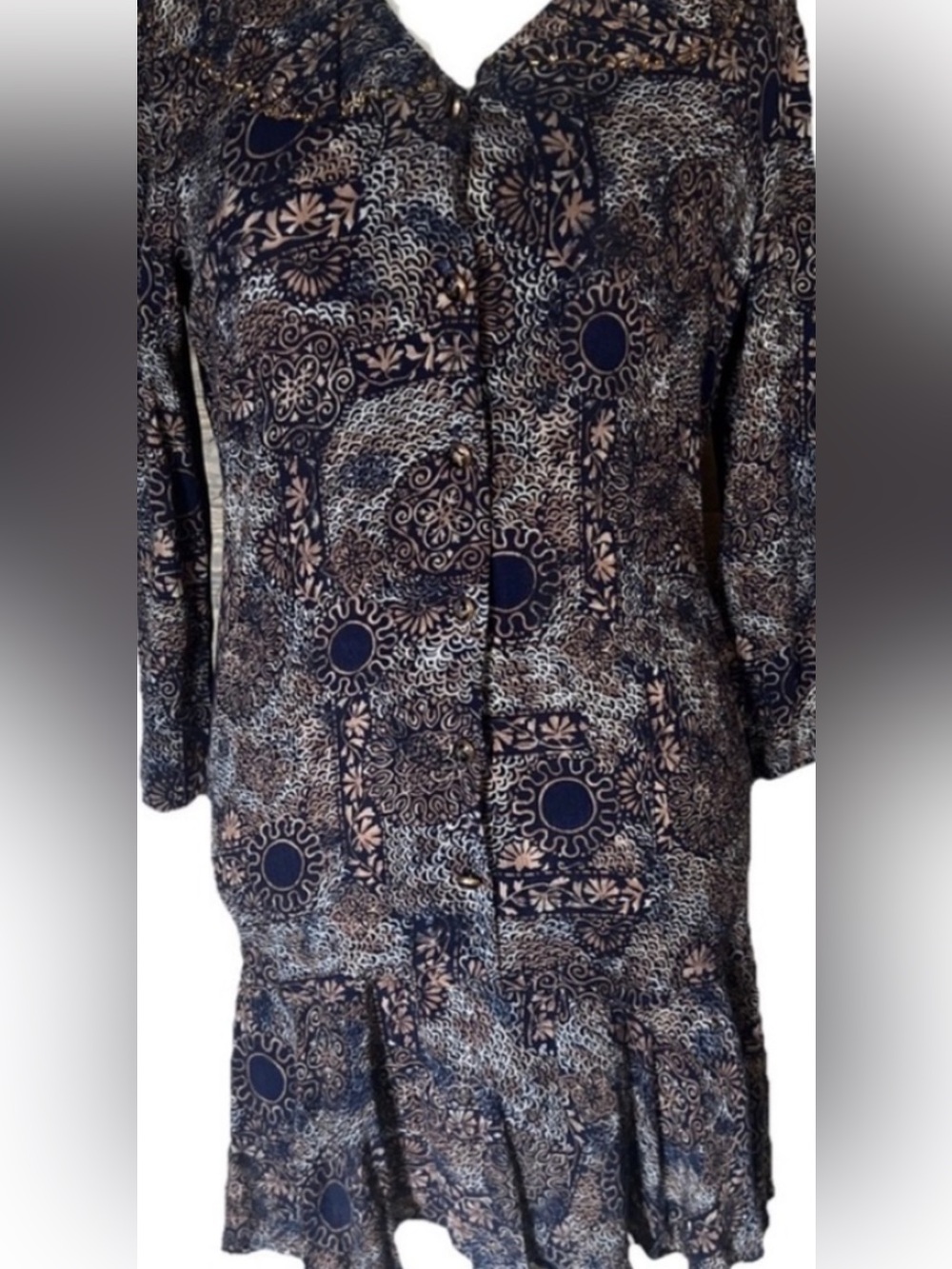 Vintage 90s Leslie Fay Drop Waist Ruffle Midi Dress Petite Grunge